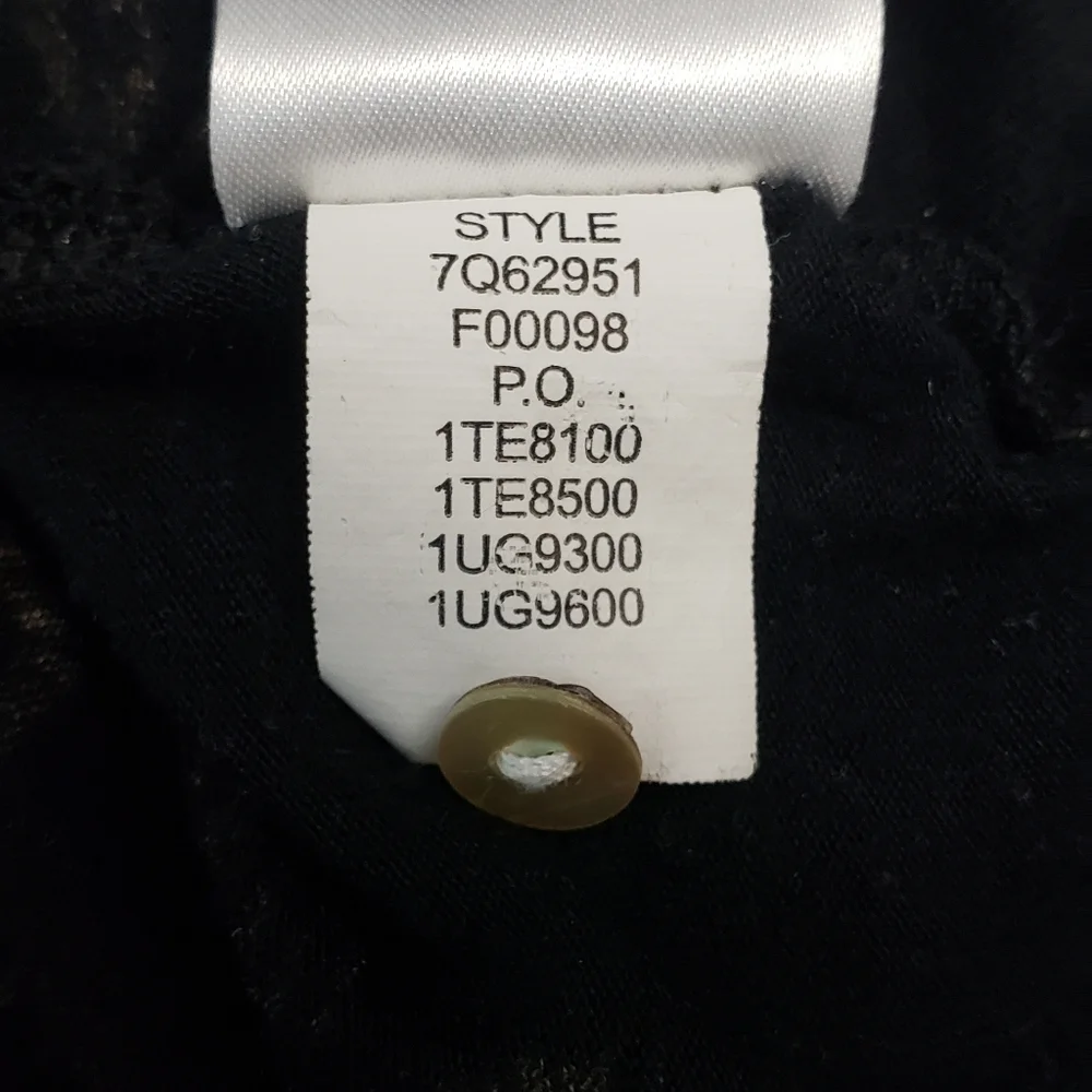 Lucky Brand Black Keyhole Detail Peasant Top Black & Tan Size 1X Boho